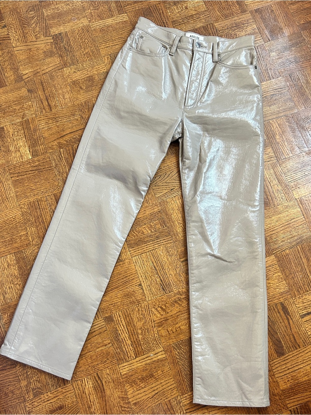 Agolde Beige Leather Pants